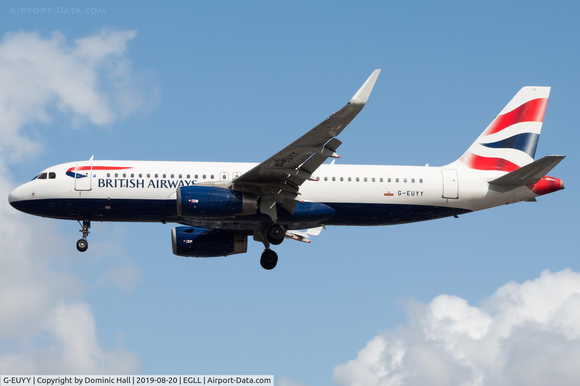 G-EUYY, 2014 Airbus A320-232 C/N 6290, Landing RWY 27R