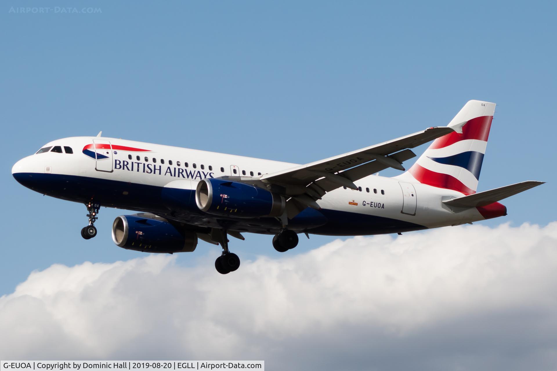 G-EUOA, 2001 Airbus A319-131 C/N 1513, Landing RWY 27L