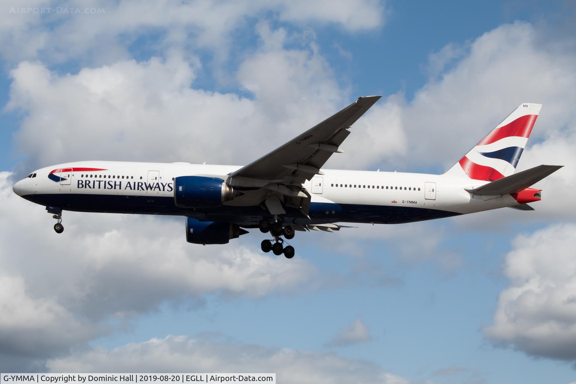G-YMMA, 1999 Boeing 777-236 C/N 30302, Landing RWY 27R
