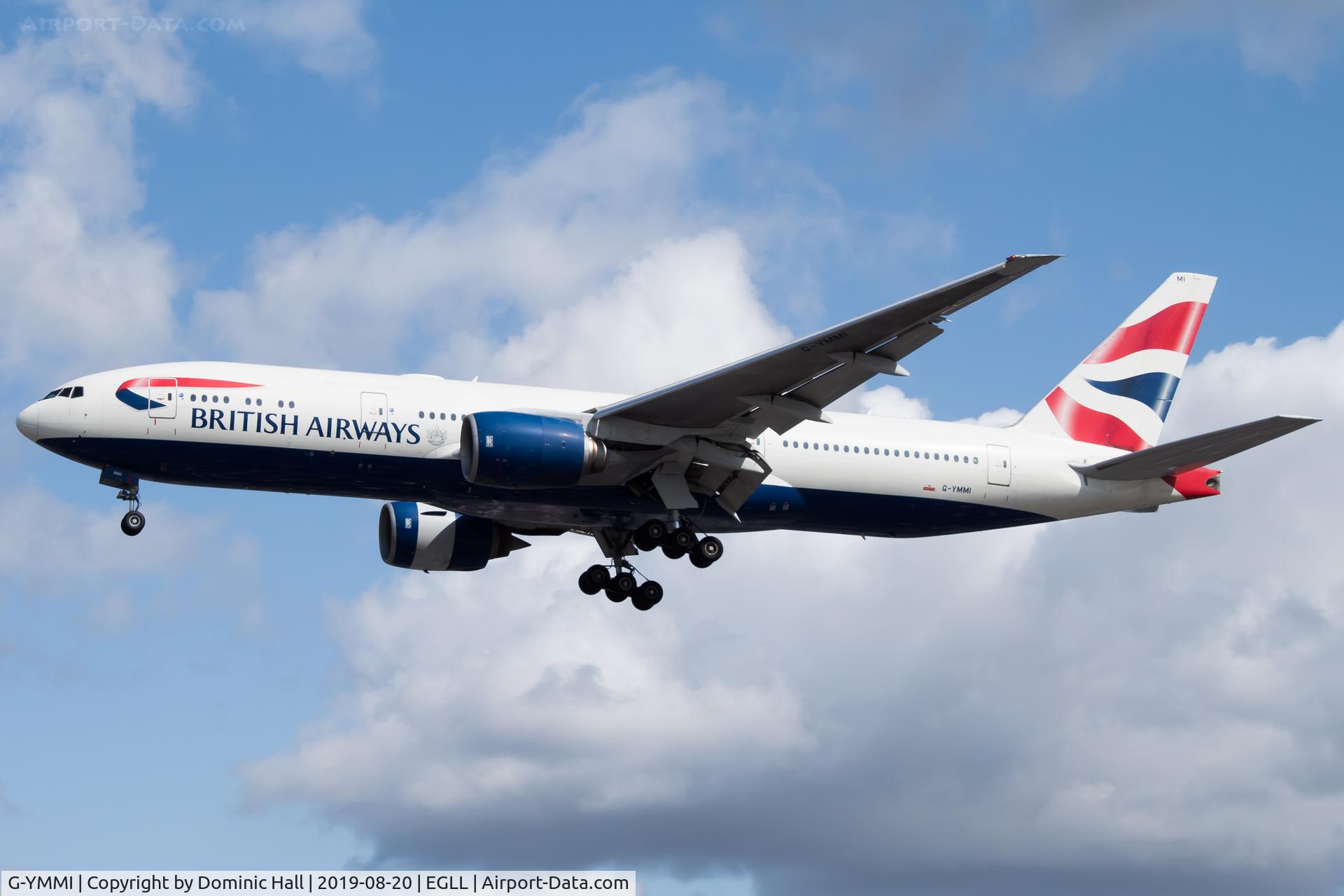 G-YMMI, 2000 Boeing 777-236 C/N 30310, Landing RWY 27R