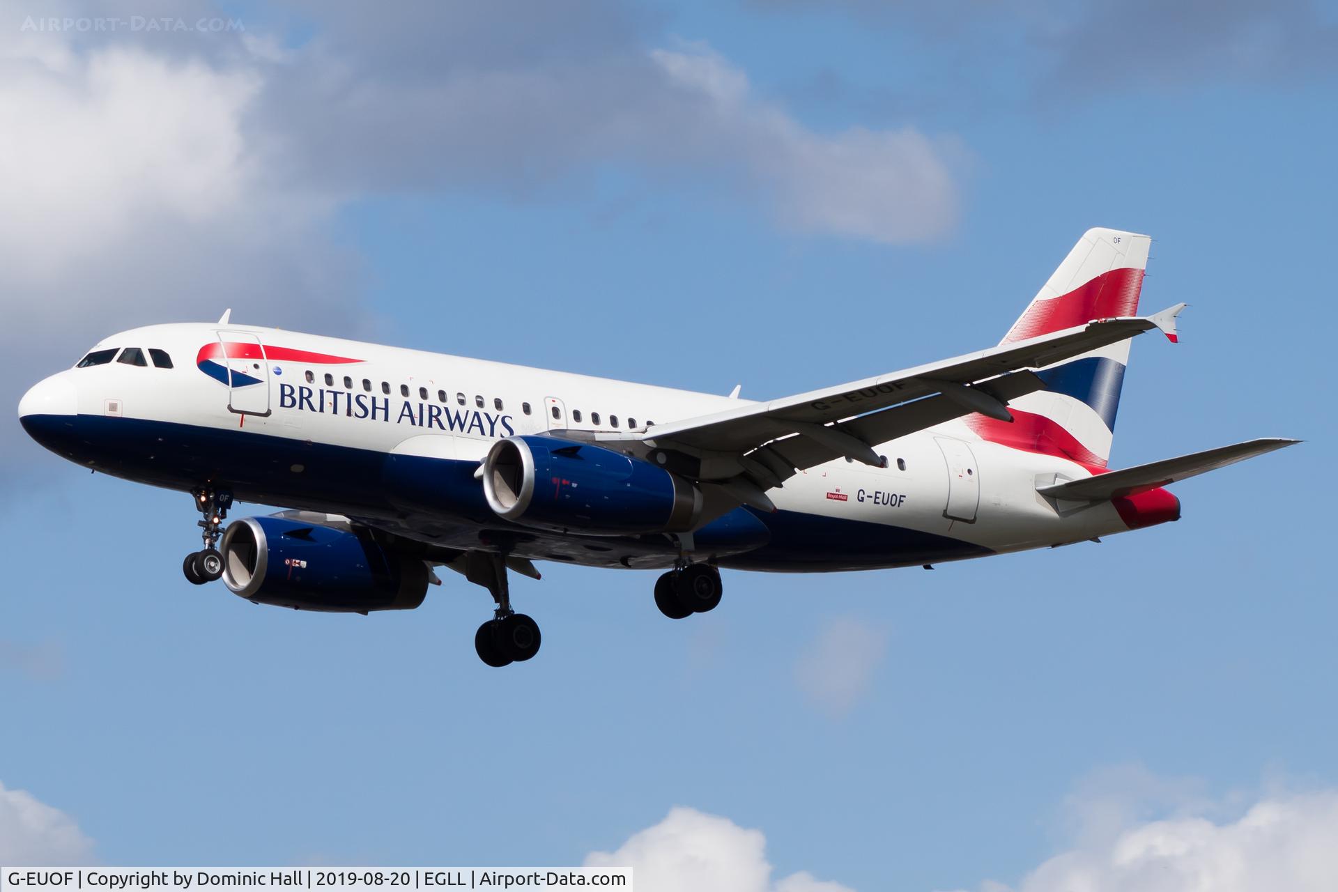 G-EUOF, 2001 Airbus A319-131 C/N 1590, Landing RWY 27L
