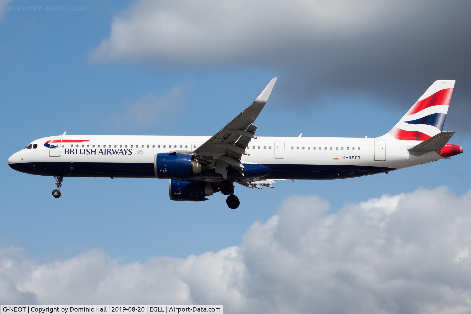 G-NEOT, 2019 Airbus A321-251NX C/N 8718, Landing RWY 27R
