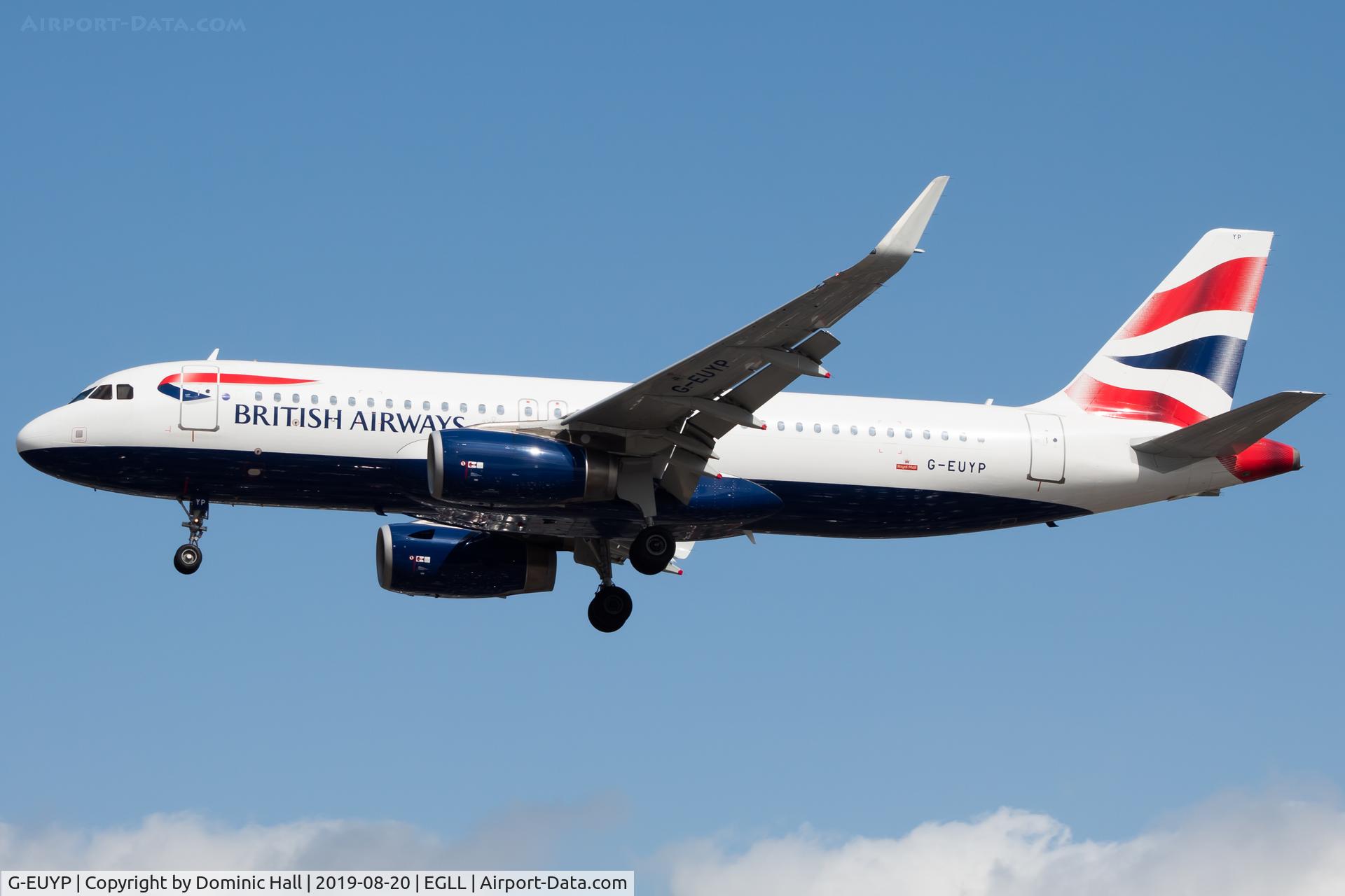 G-EUYP, 2013 Airbus A320-232 C/N 5784, Landing RWY 27R