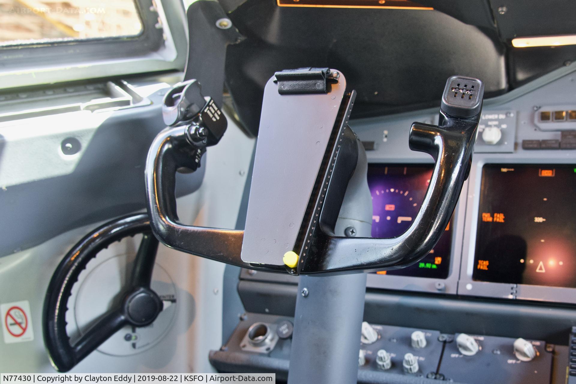 N77430, 2008 Boeing 737-924/ER C/N 37098, Overhead panel SFO 2019.