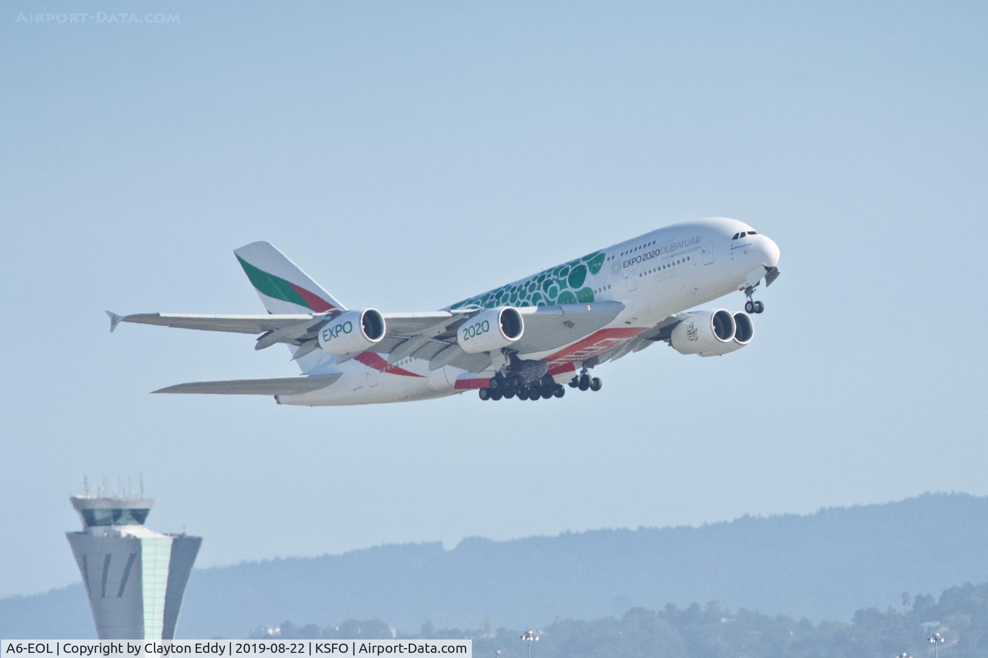 A6-EOL, 2015 Airbus A380-861 C/N 186, SFO 2019.