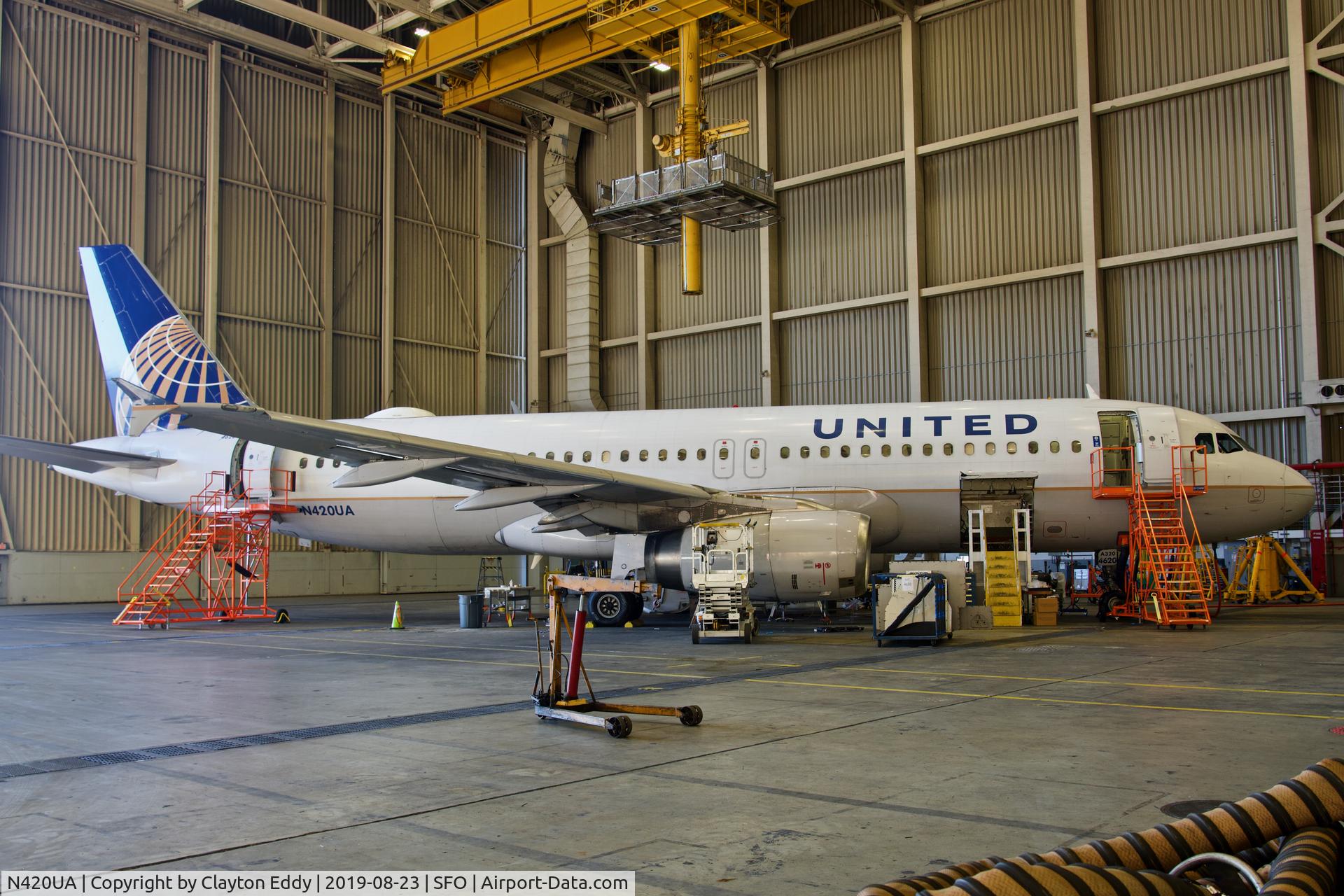 N420UA, 1994 Airbus A320-232 C/N 489, SFO 2019.