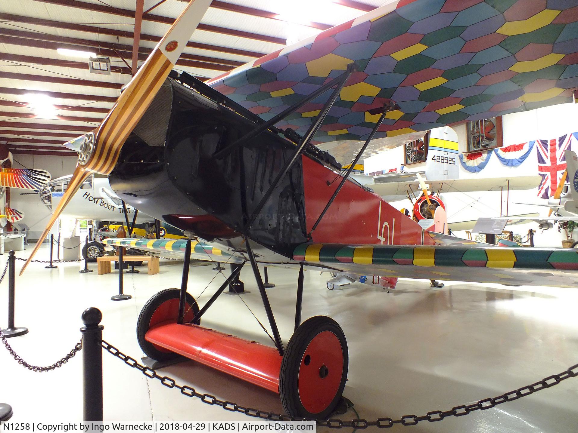 N1258, 1990 Fokker D-VII Replica C/N 1 (N1258), Fokker (Osborne) D VII replica at the Cavanaugh Flight Museum, Addison TX