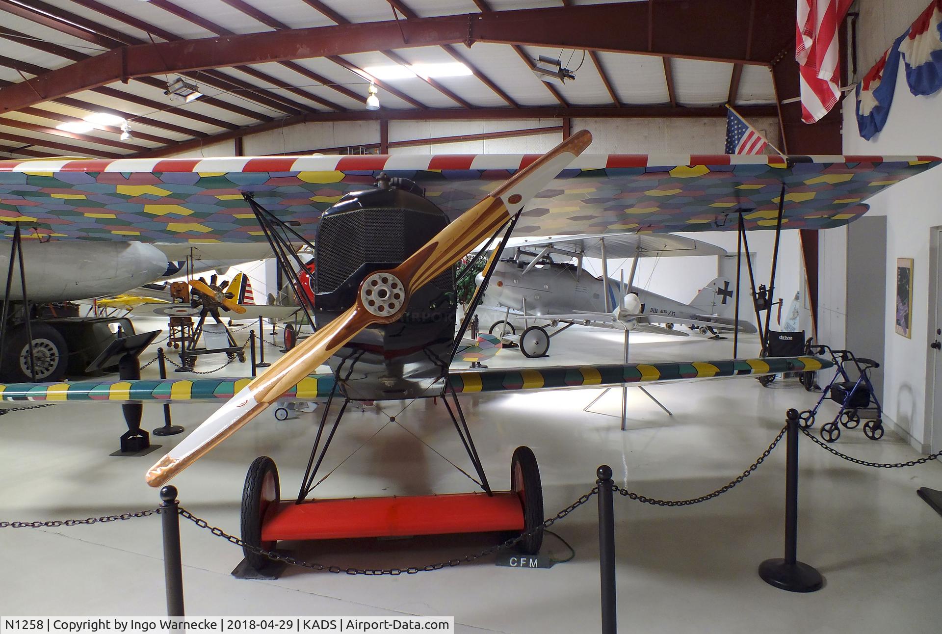 N1258, 1990 Fokker D-VII Replica C/N 1 (N1258), Fokker (Osborne) D VII replica at the Cavanaugh Flight Museum, Addison TX