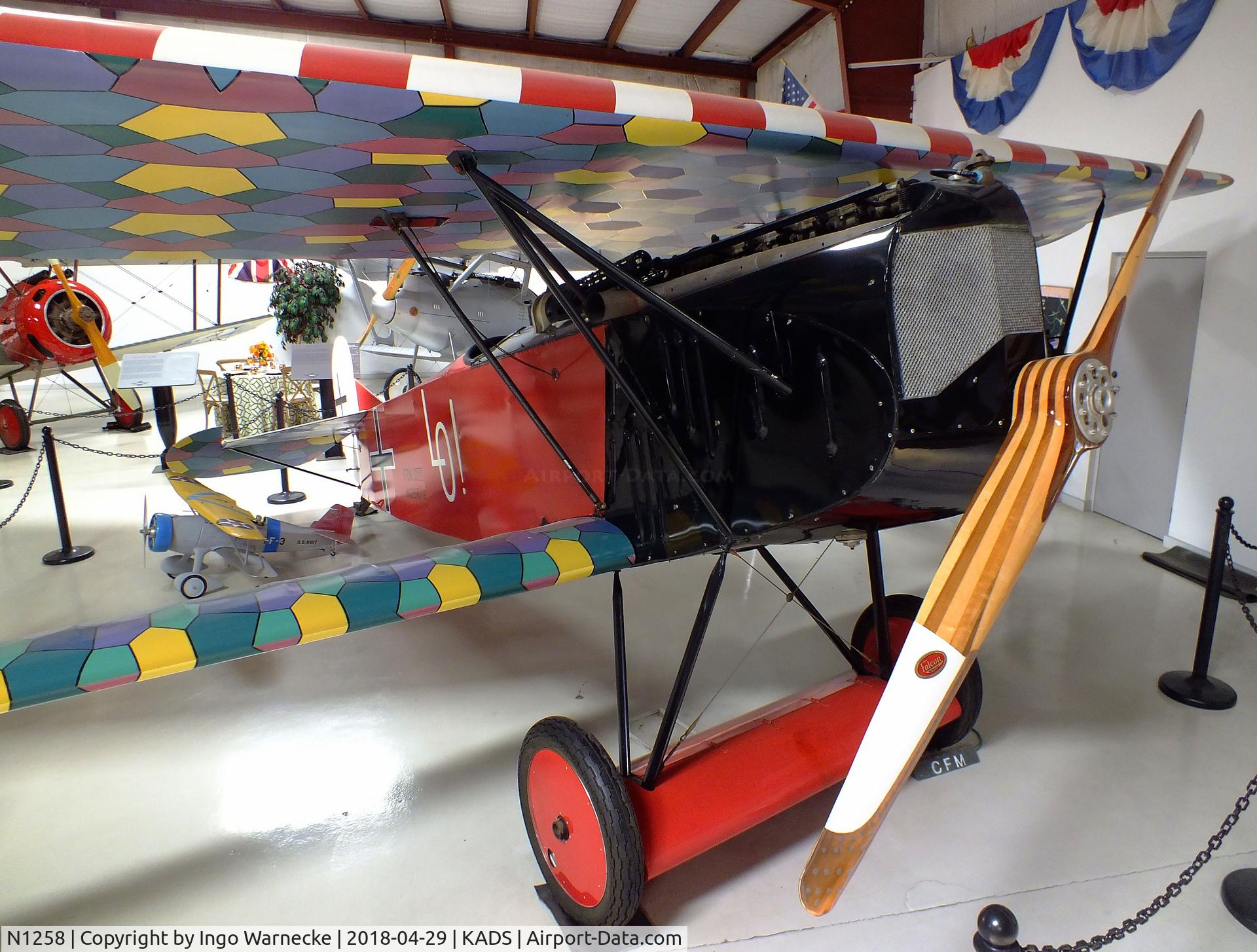 N1258, 1990 Fokker D-VII Replica C/N 1 (N1258), Fokker (Osborne) D VII replica at the Cavanaugh Flight Museum, Addison TX