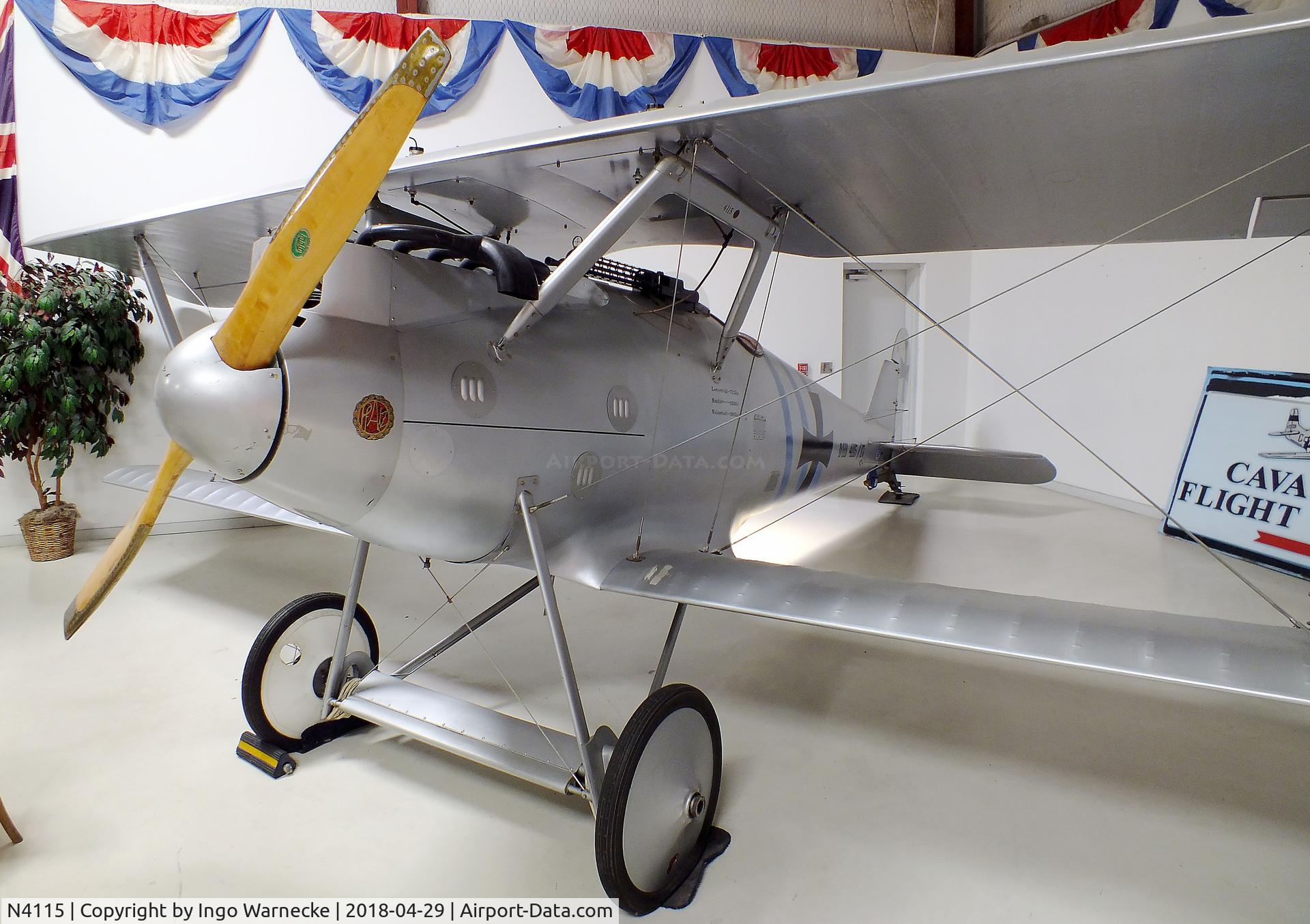 N4115, 1987 Pfalz DIII Replica C/N 1, Pfalz (Kitchen) D III replica at the Cavanaugh Flight Museum, Addison TX