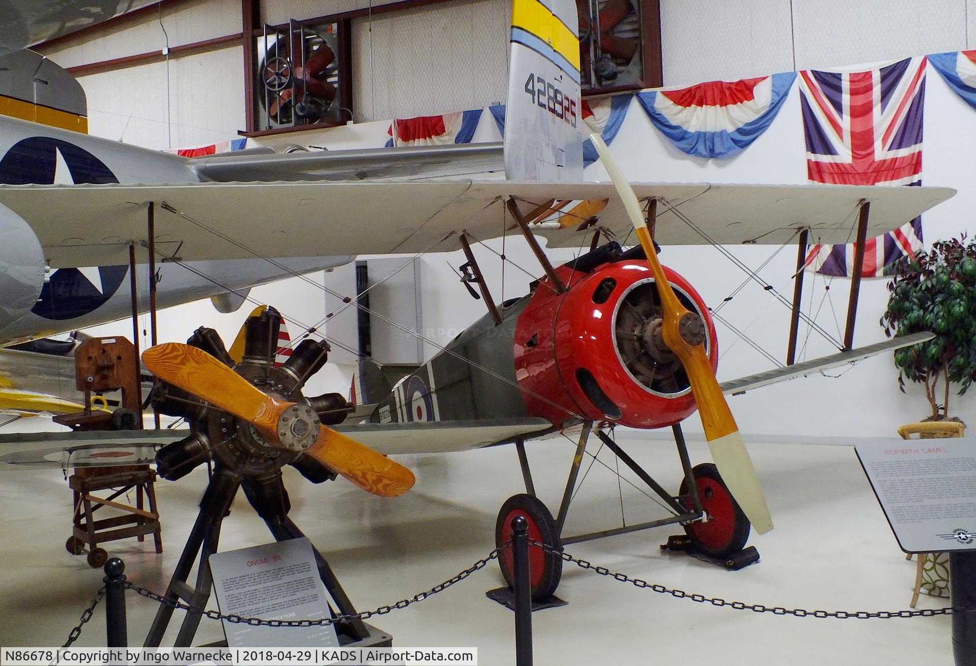 N86678, 1968 Sopwith F.1 Camel Replica C/N DS-100, Sopwith (Day) F.1 Camel replica at the Cavanaugh Flight Museum, Addison TX