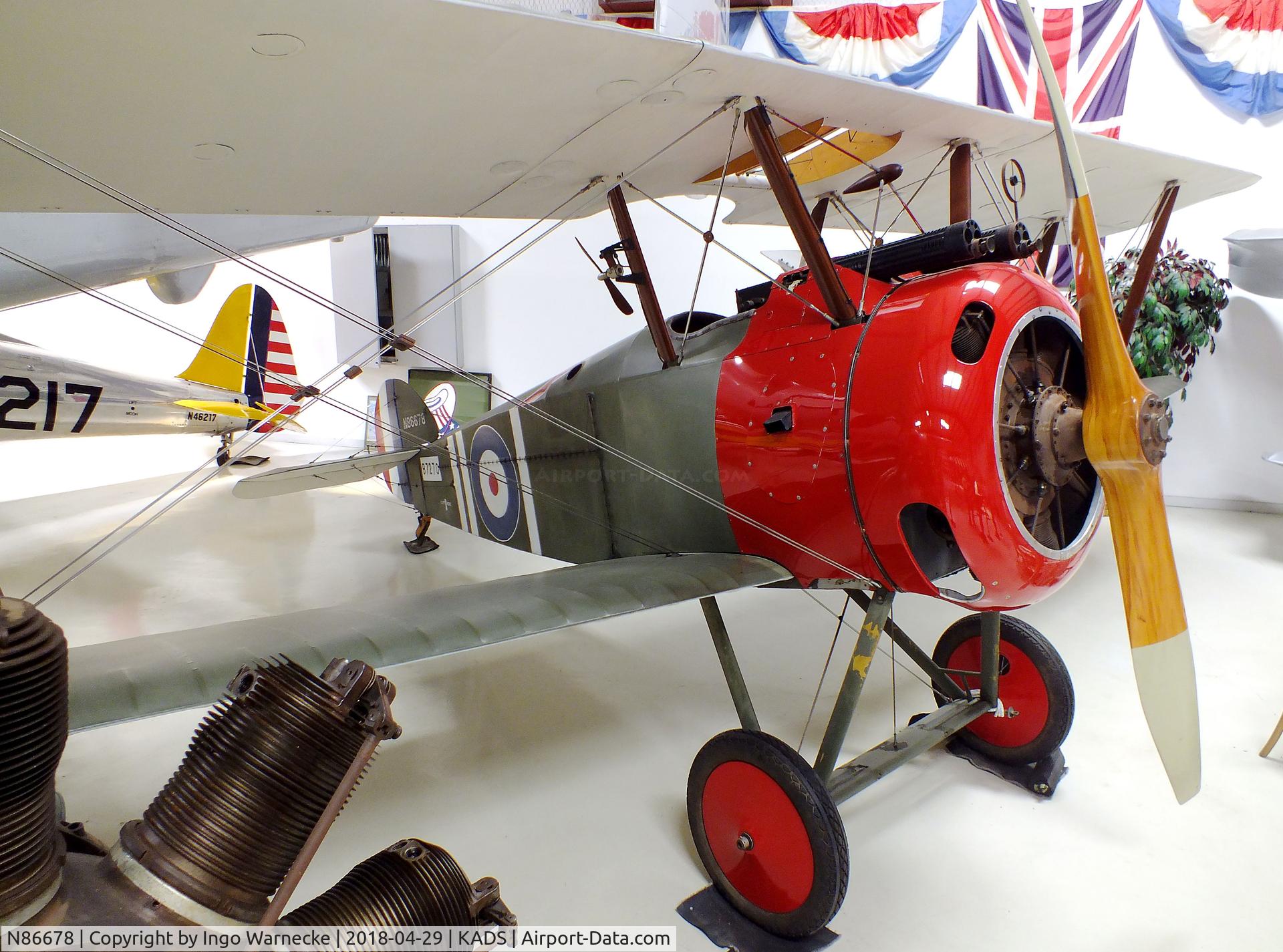 N86678, 1968 Sopwith F.1 Camel Replica C/N DS-100, Sopwith (Day) F.1 Camel replica at the Cavanaugh Flight Museum, Addison TX