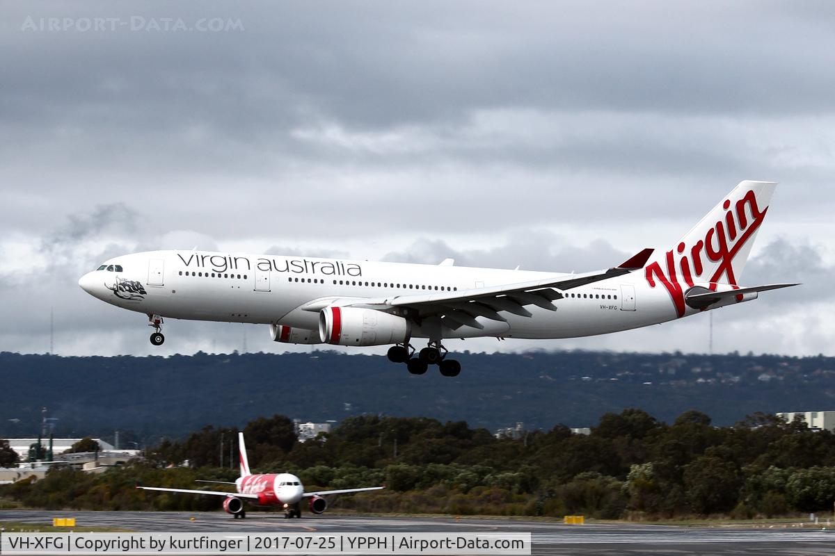 VH-XFG, 2013 Airbus A330-243 C/N 1407, Airbus A330. Virgin Australia  VH-XFG final Rwy 03 YPPH 250717.