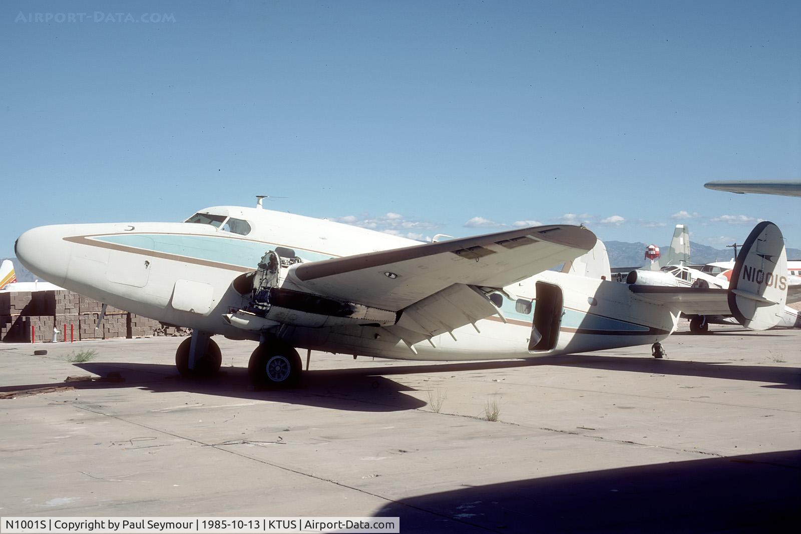 N1001S, 1943 Lockheed 18-56 Lodestar C/N 2505, Stored on the Hamilton Ramp at Tucson, AZ. It was last noted in 1999 and was probably scrapped.