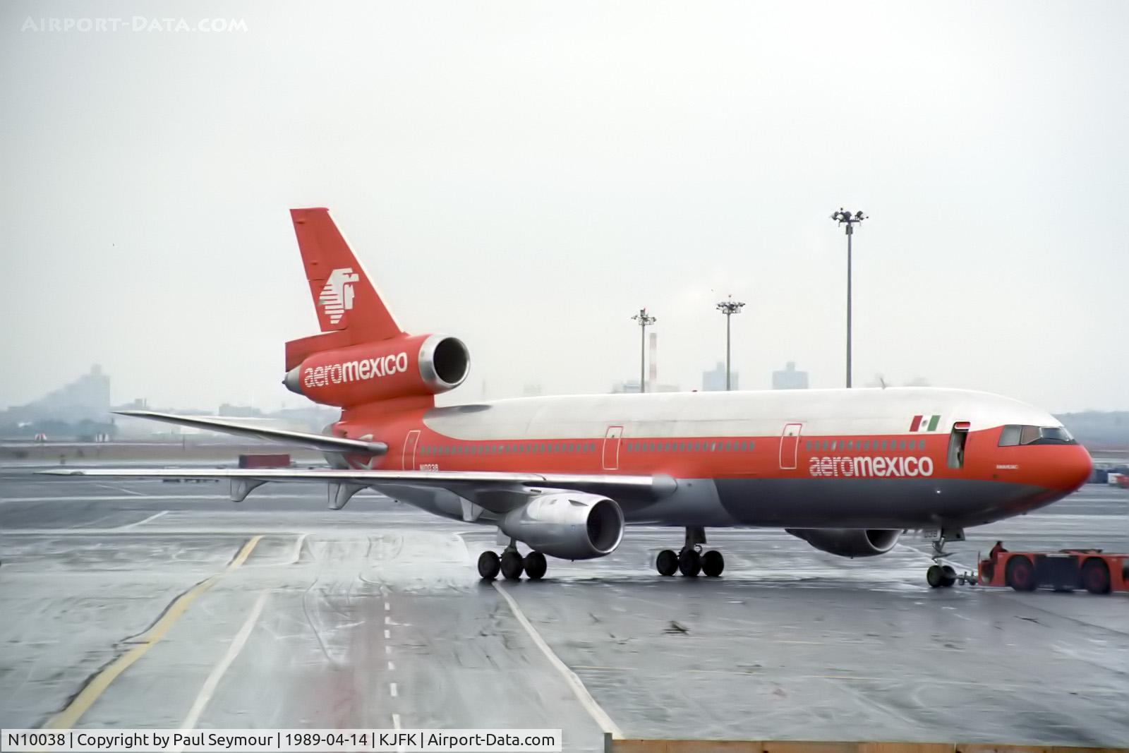 N10038, 1981 McDonnell Douglas DC-10-15 C/N 48275, Delivered to Aeromexico as N10038 in 1981. To Skyjet as V2-SKY in 1998. Withdrawn from use as Opa Locka, FL in 2003 and later scrapped.