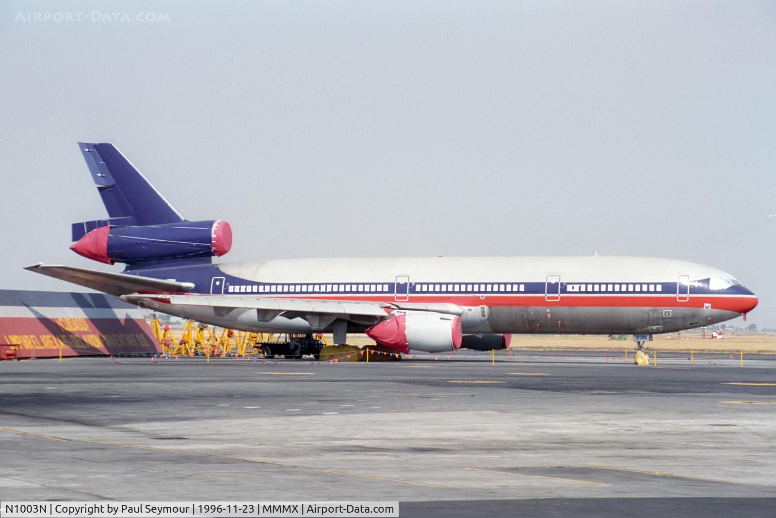 N1003N, 1981 McDonnell Douglas DC-10-15 C/N 48276, At Mexico City after retirement by Aeromexico. Had been delivered to them in 1981. To Sun Country as N153SY in 1997. Withdrawn from use in 2001 and scrapped.