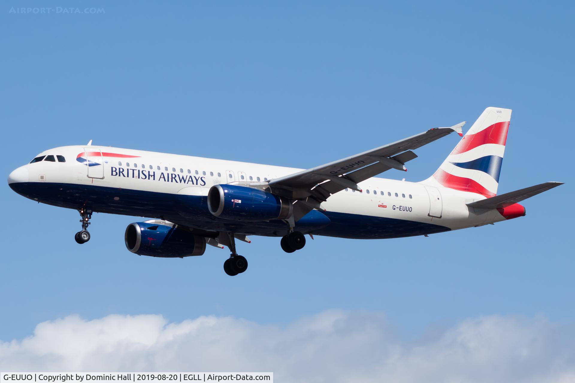 G-EUUO, 2003 Airbus A320-232 C/N 1958, Landing RWY 27R