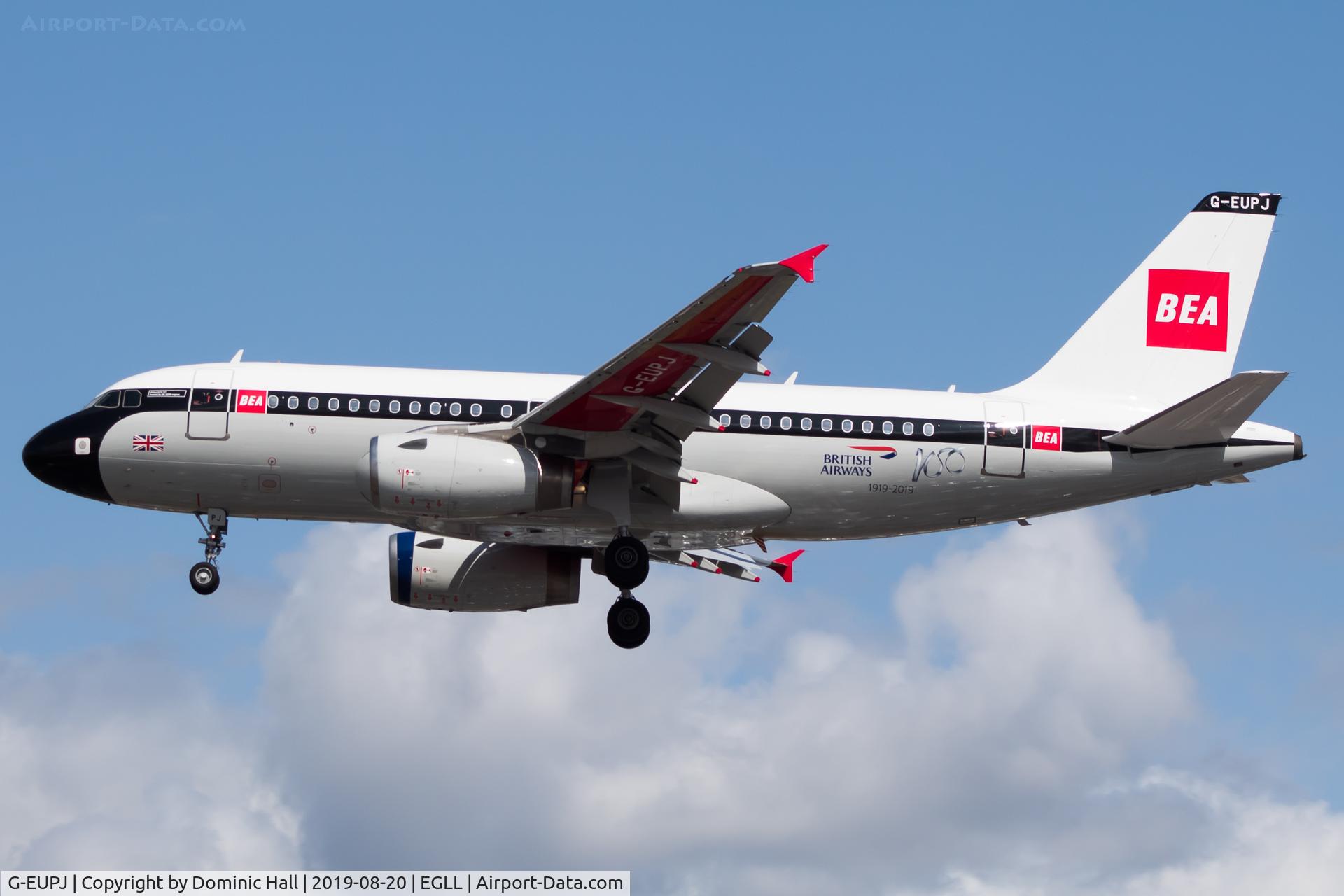 G-EUPJ, 2000 Airbus A319-131 C/N 1232, Landing RWY 27R