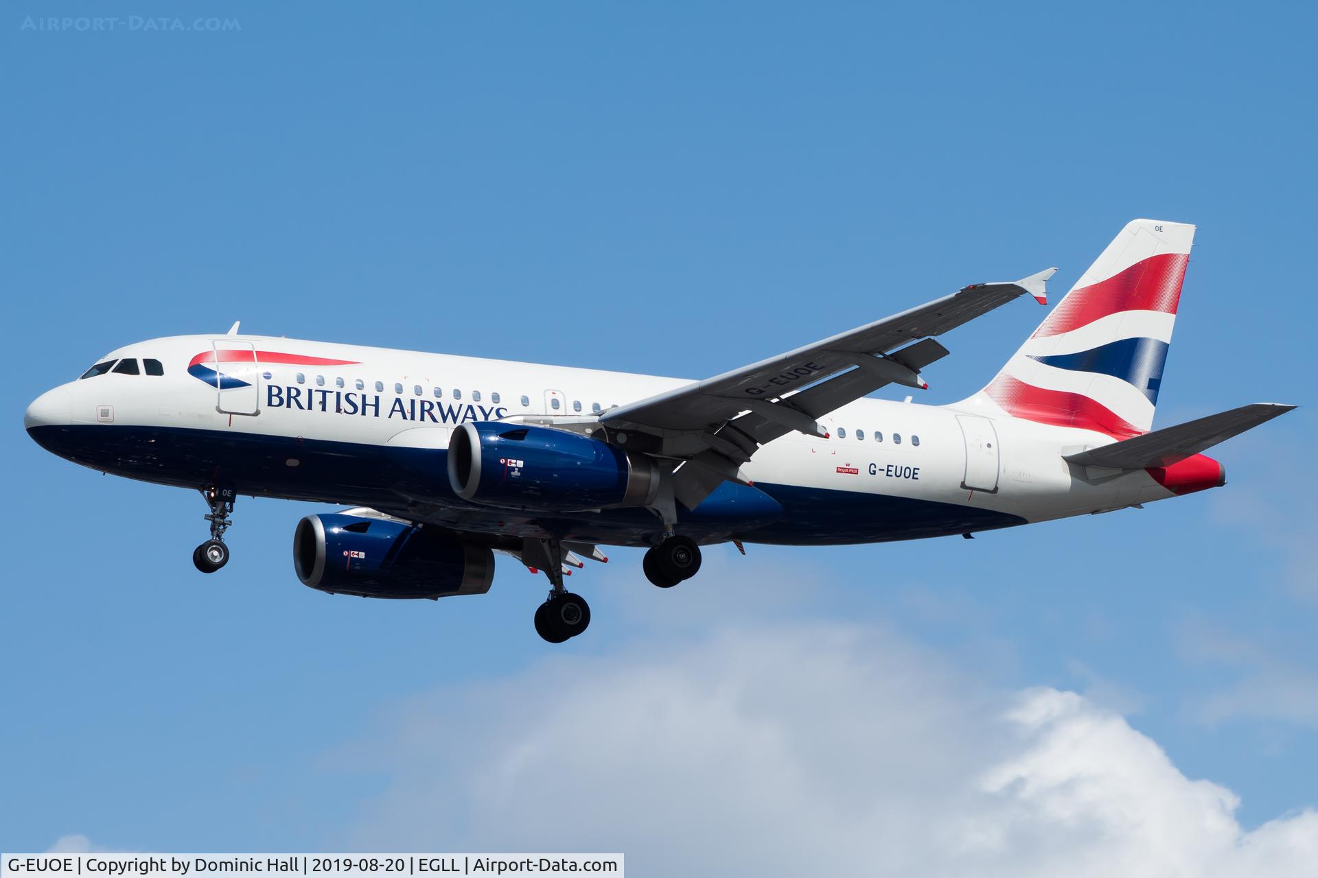 G-EUOE, 2001 Airbus A319-131 C/N 1574, Landing RWY 27R