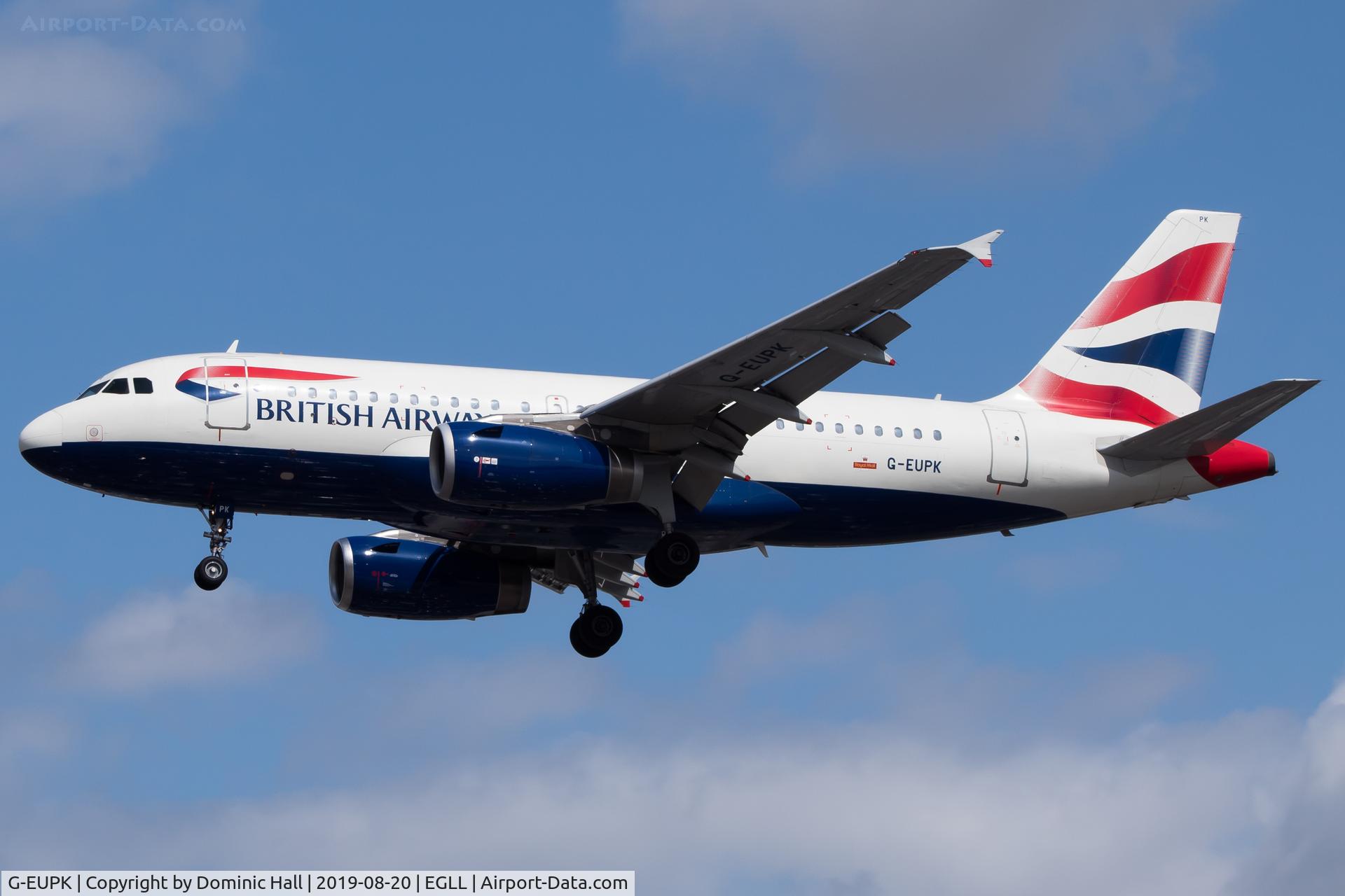 G-EUPK, 2000 Airbus A319-131 C/N 1236, Landing RWY 27R