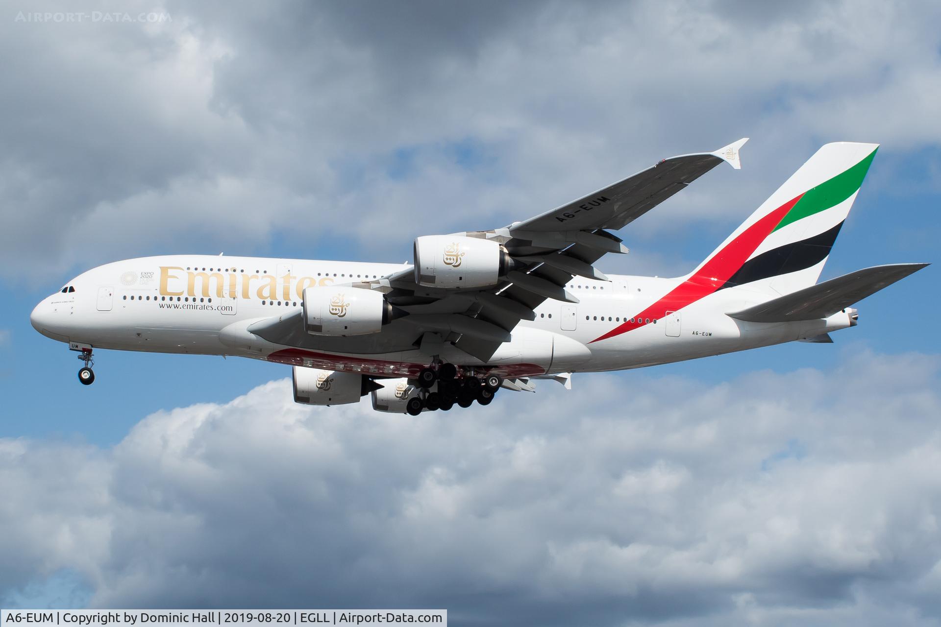 A6-EUM, 2016 Airbus A380-861 C/N 225, Landing RWY 27R
