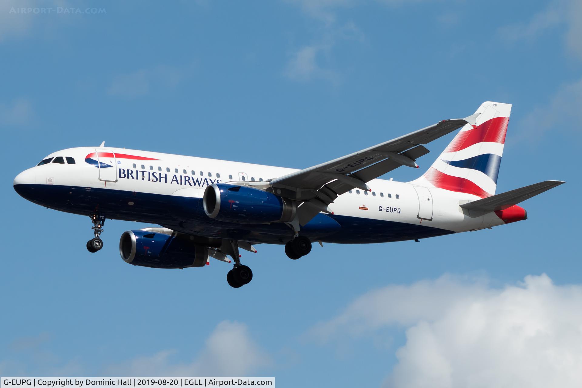 G-EUPG, 2000 Airbus A319-131 C/N 1222, Landing RWY 27R