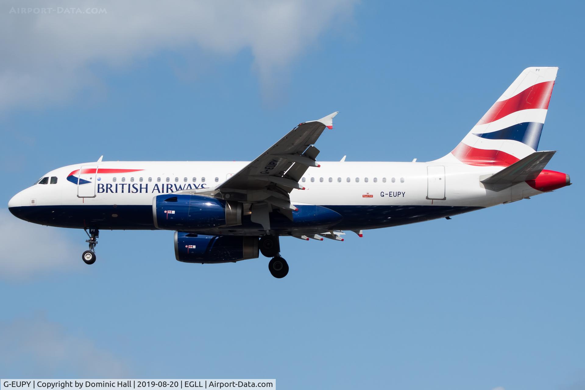 G-EUPY, 2001 Airbus A319-131 C/N 1466, Landing RWY 27R