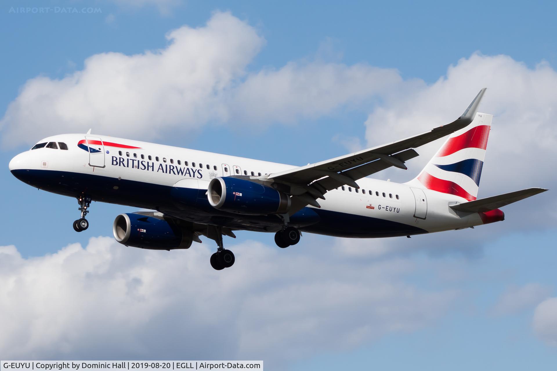 G-EUYU, 2014 Airbus A320-232 C/N 6028, Landing RWY 27L