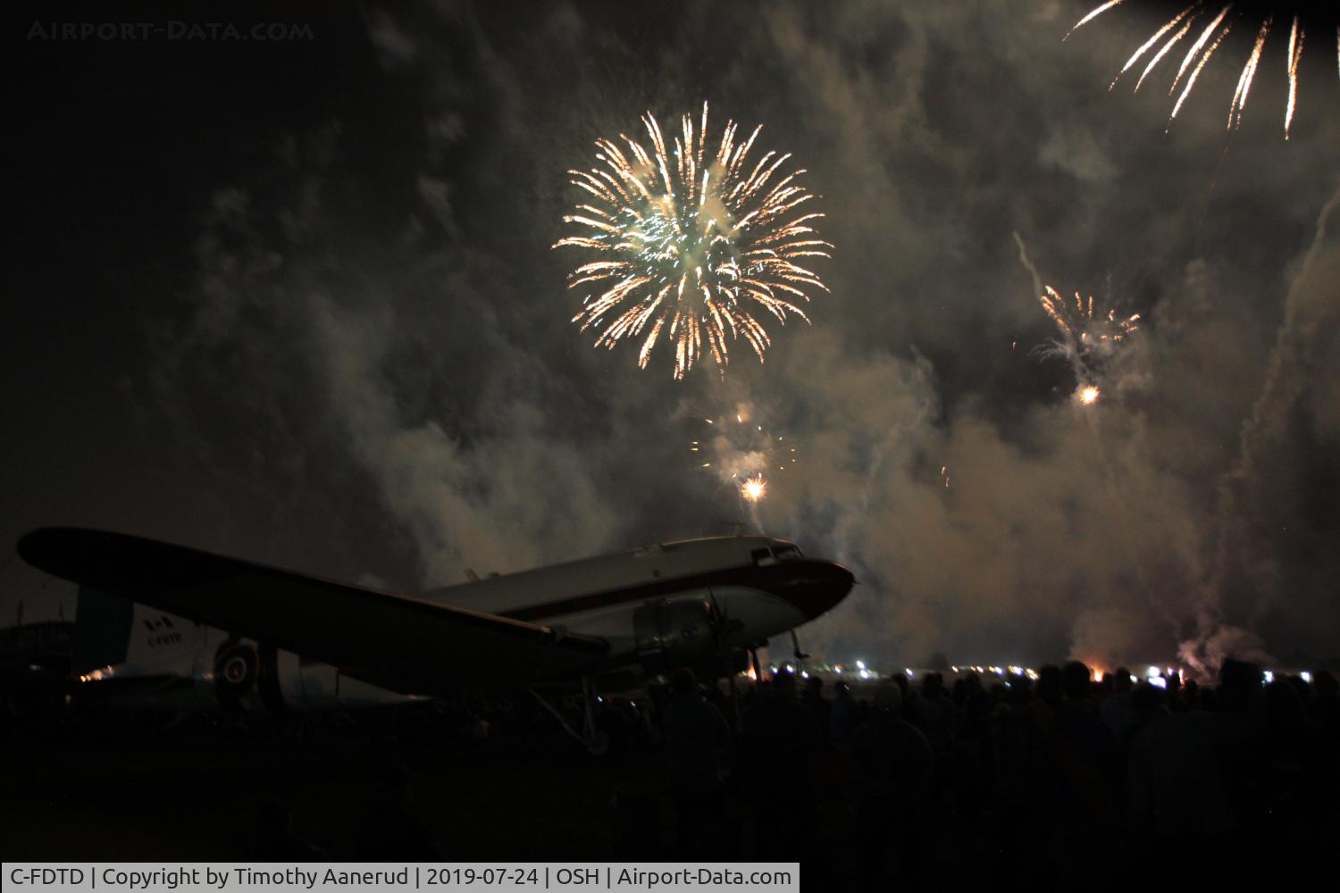 C-FDTD, 1944 Douglas C-47A-5-DK Skytrain C/N 12253, 1944 Douglas C-47A Skytrain, c/n: 12253. AirVenture 2019 Wednesday night fireworks.