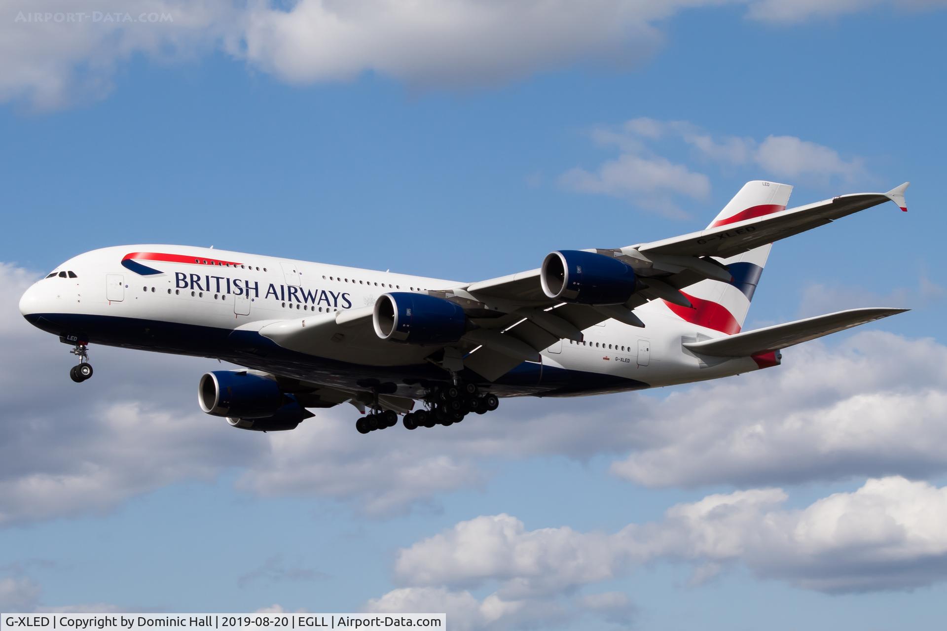 G-XLED, 2013 Airbus A380-841 C/N 144, Landing RWY 27L