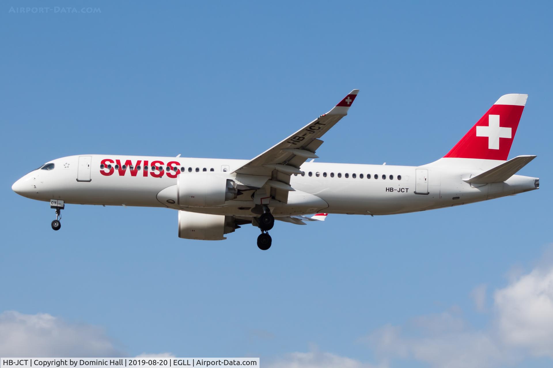 HB-JCT, 2018 Airbus A220-300 C/N 55046, Landing RWY 27L