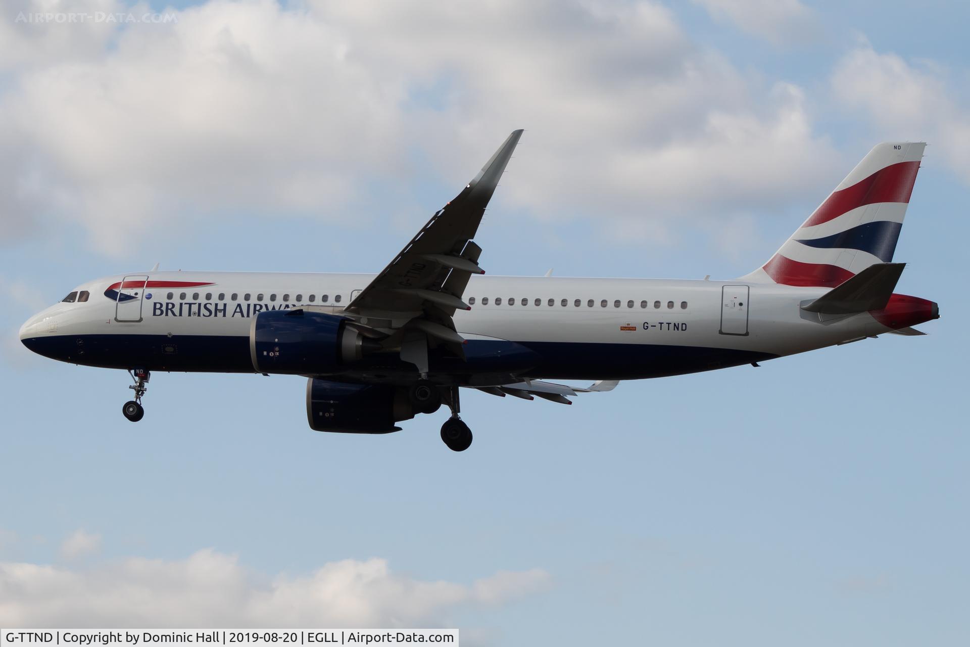 G-TTND, 2018 Airbus A320-251N C/N 8308, Landing RWY 27L