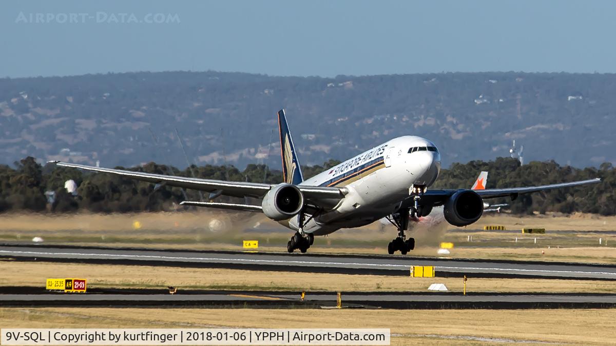 9V-SQL, 2003 Boeing 777-212/ER C/N 33370, Boeing 777-212 (ER). SIA 9V-SQL departed runway 21 YPPH 060118.