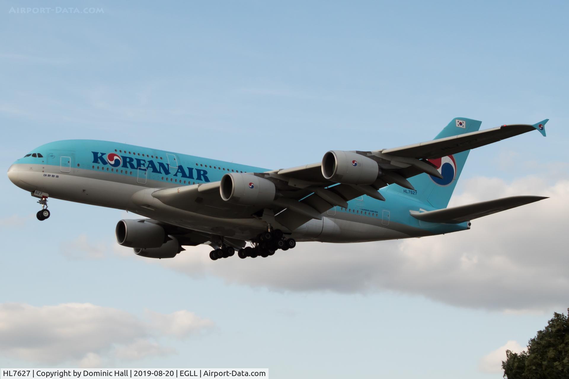 HL7627, 2013 Airbus A380-861 C/N 0130, Landing RWY 27L