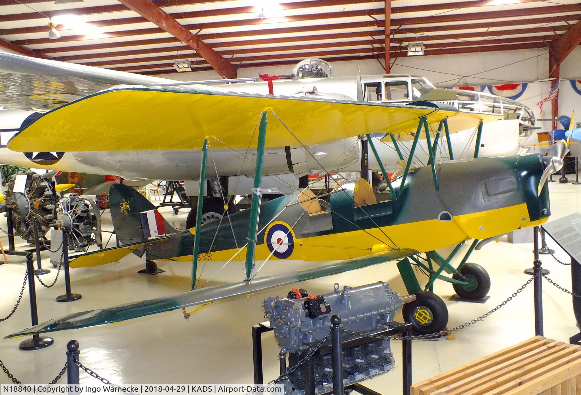 N18840, 1981 De Havilland Canada DH-82C Tiger Moth C/N DHC1317, De Havilland Canada D.H.82C Tiger Moth at the Cavanaugh Flight Museum, Addison TX