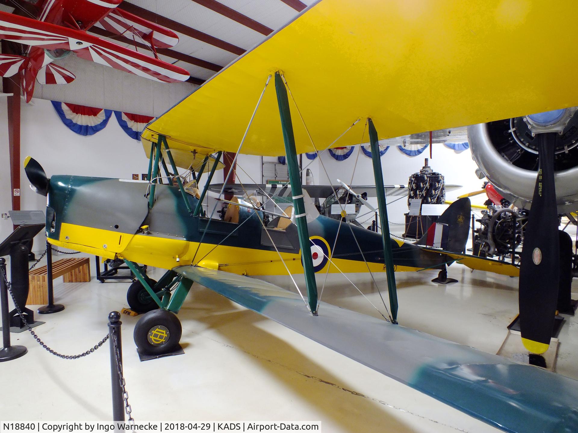 N18840, 1981 De Havilland Canada DH-82C Tiger Moth C/N DHC1317, De Havilland Canada D.H.82C Tiger Moth at the Cavanaugh Flight Museum, Addison TX