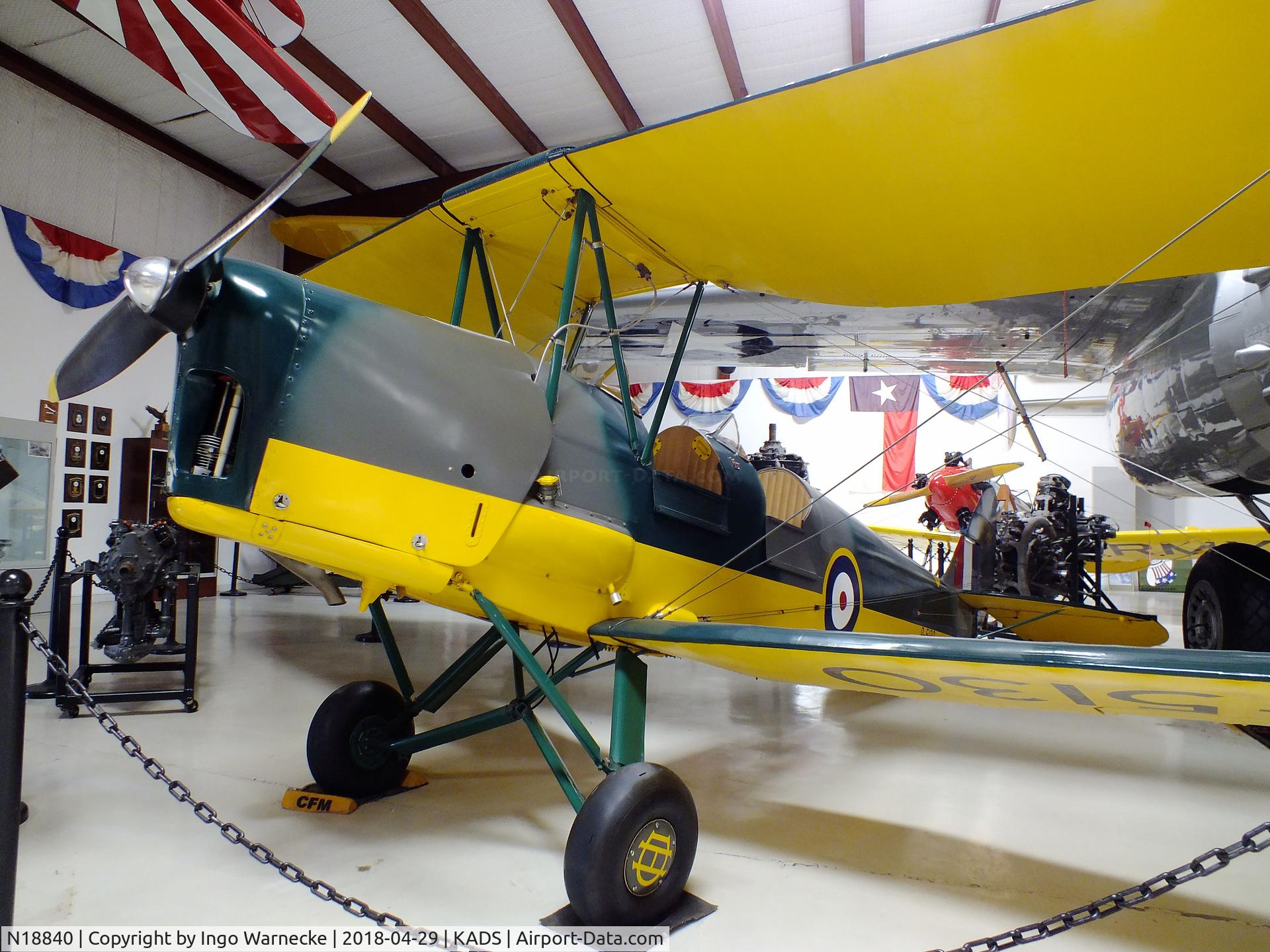 N18840, 1981 De Havilland Canada DH-82C Tiger Moth C/N DHC1317, De Havilland Canada D.H.82C Tiger Moth at the Cavanaugh Flight Museum, Addison TX