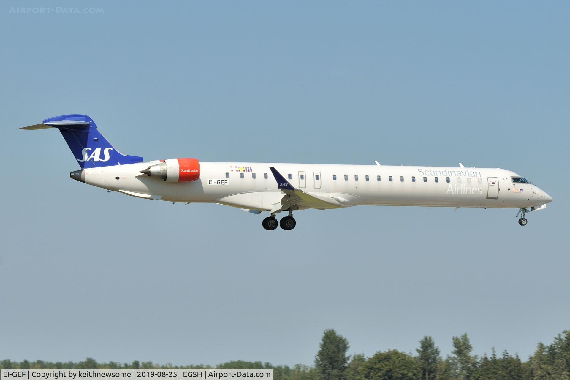 EI-GEF, 2009 Bombardier CRJ-900 (CL-600-2D24) C/N 15244, Arriving at Norwich from Ljubljana, Slovenia.