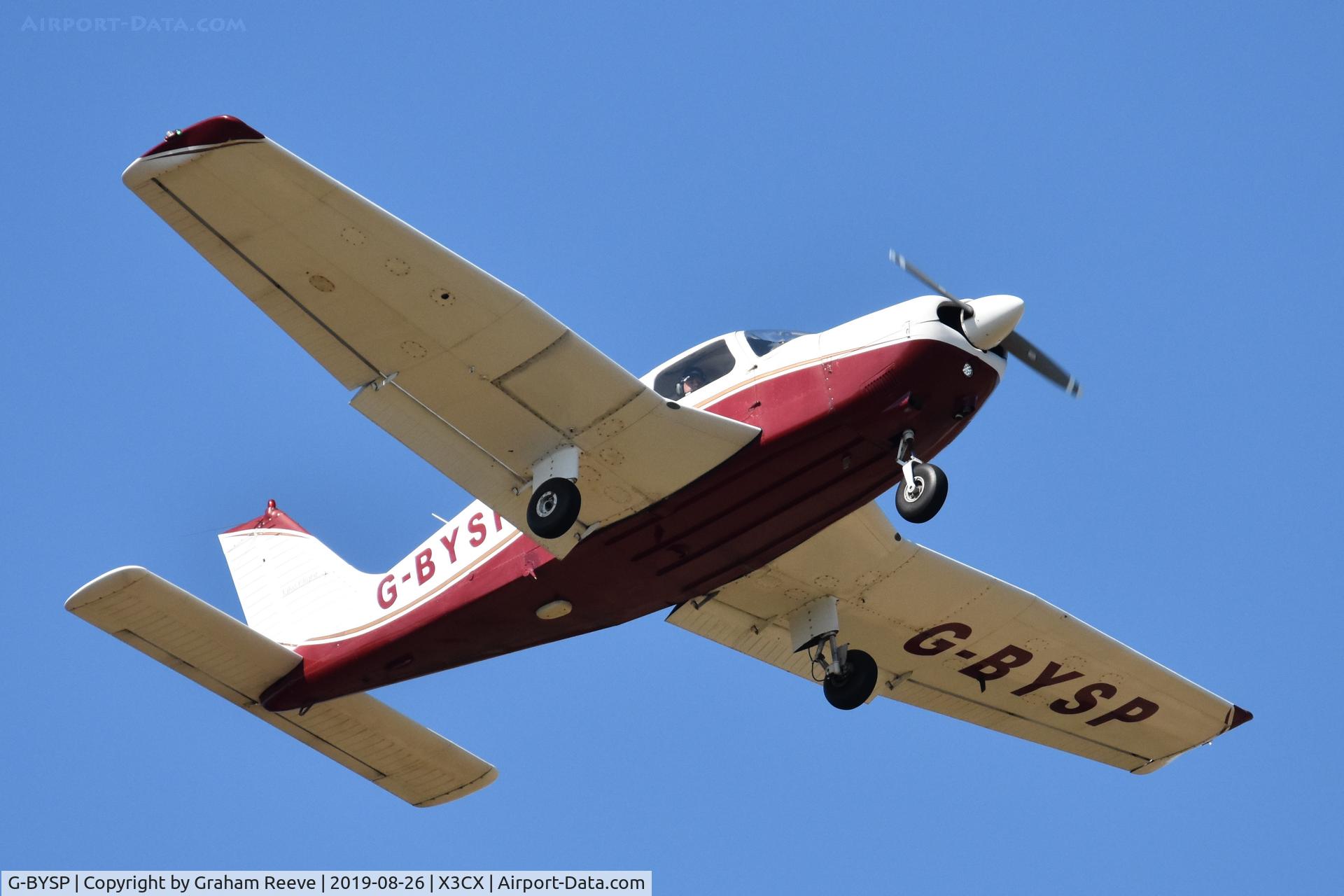 G-BYSP, 1985 Piper PA-28-181 Cherokee Archer II C/N 28-8590047, Over head at Northrepps.
