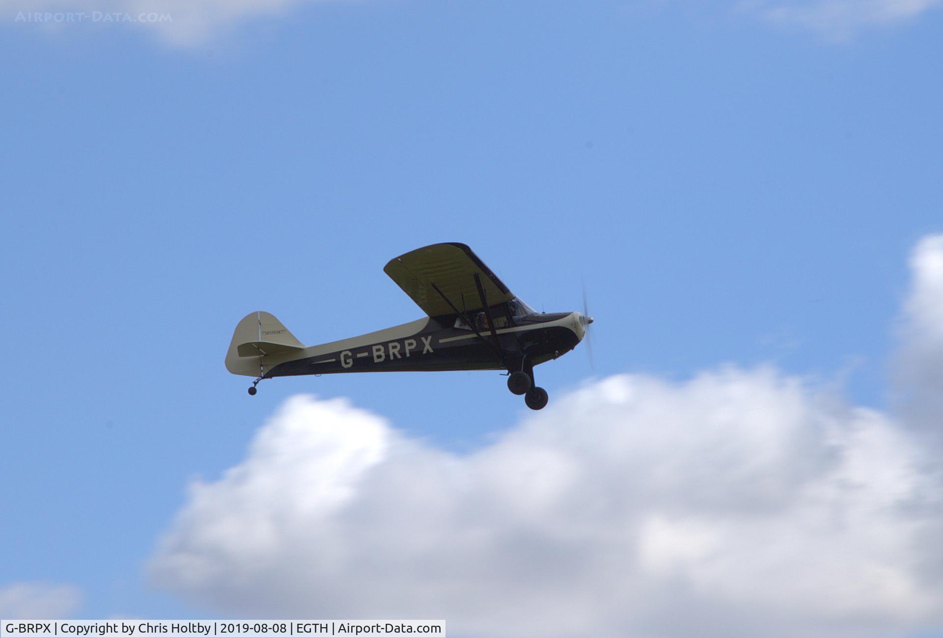 G-BRPX, 1945 Taylorcraft BC-12D Twosome C/N 6462, Taylorcraft Twosome arriving for the Gathering of Moths Day 2019 at Old Warden