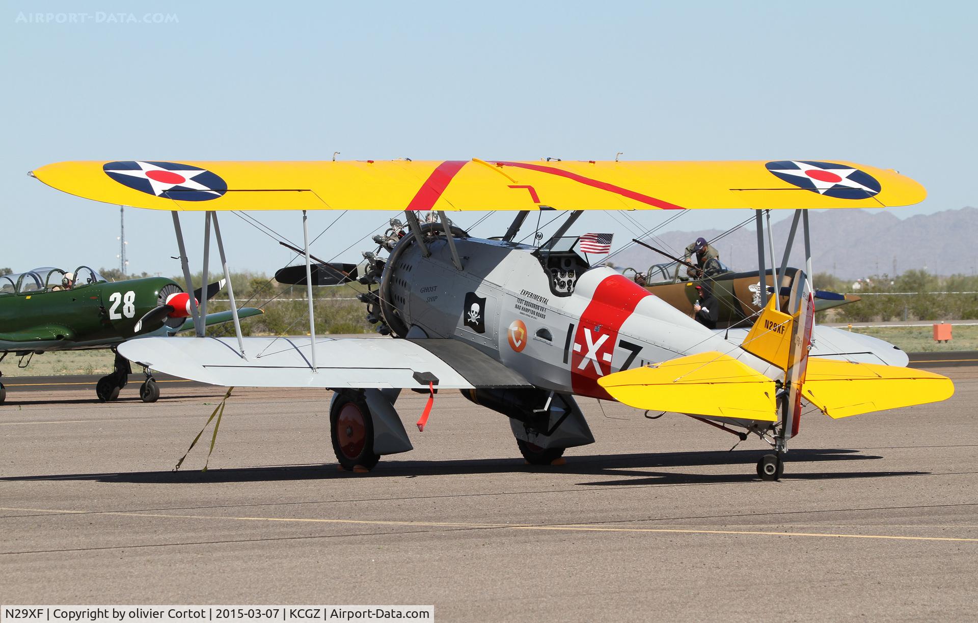 N29XF, Pike John 1929XF C/N 2007, The aircraft is a much modified Stearman with a 600hp P&W R-1340 engine and masquerades as a fictitious experimental naval fighter XF9-1 in the colours of US Navy Test Squadron VX-1 based at Hampton Roads, Virginia in the early 1930s. Cactus fly in