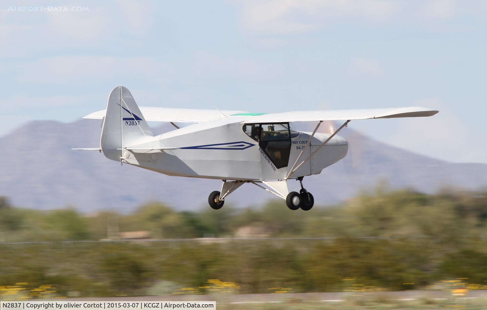 N2837, 1969 Stits SA-7D Skycoupe C/N 3, leaving Casa Grande