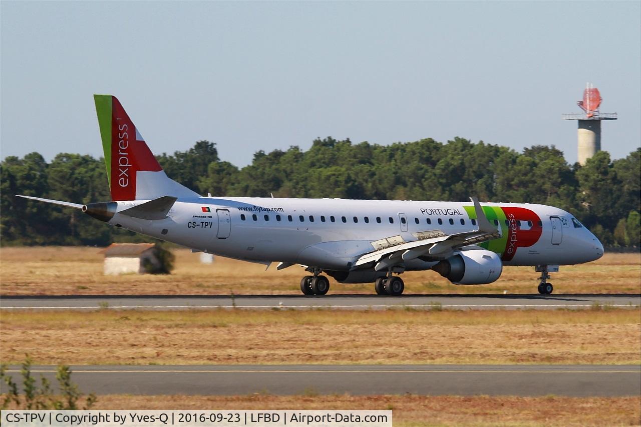 CS-TPV, 2012 Embraer 190LR (ERJ-190-100LR) C/N 19000541, Embraer 190LR, Landing rwy 05, Bordeaux Mérignac airport (LFBD-BOD)