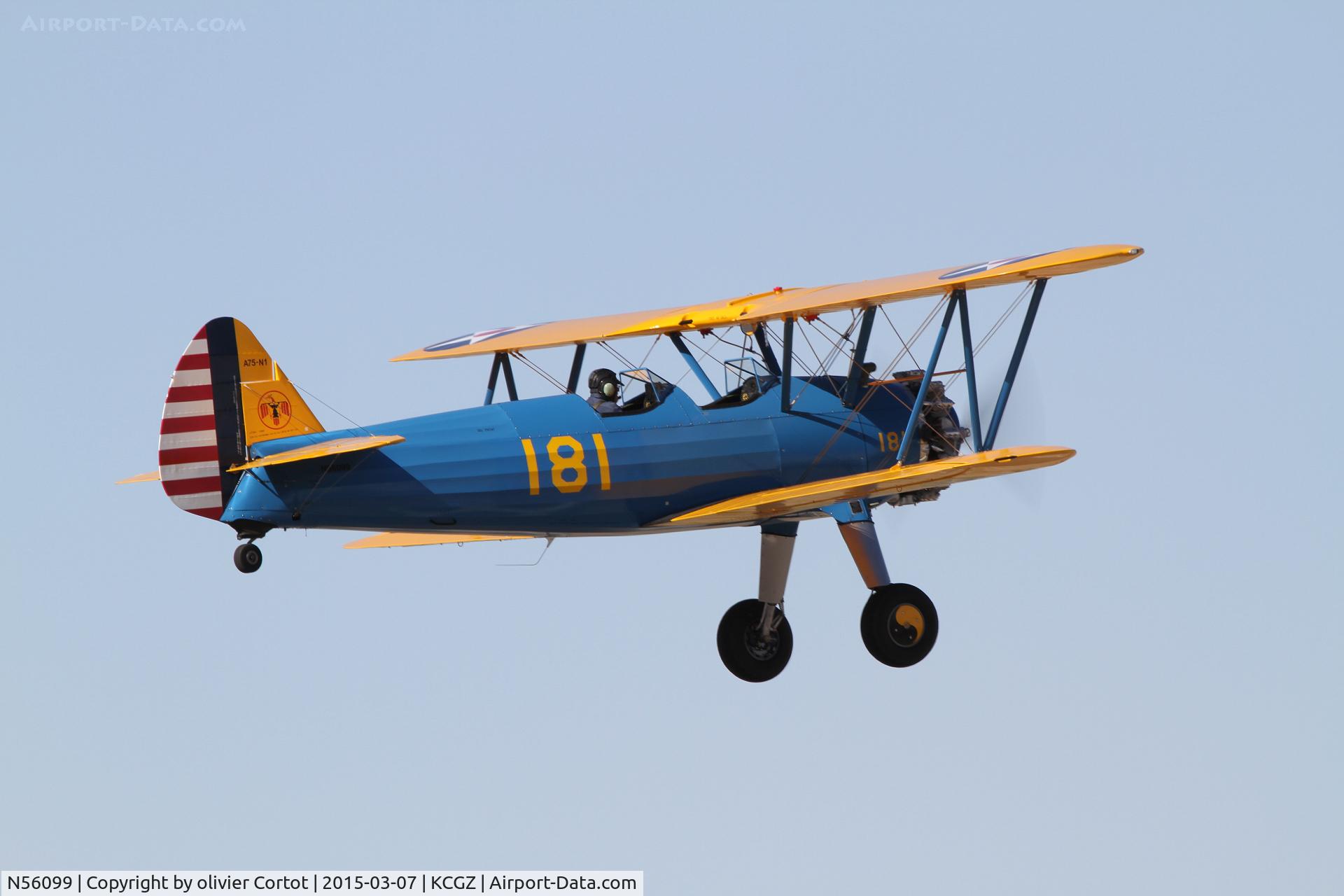 N56099, 1941 Boeing A75N1 C/N 75-873, leaving Casa Grande