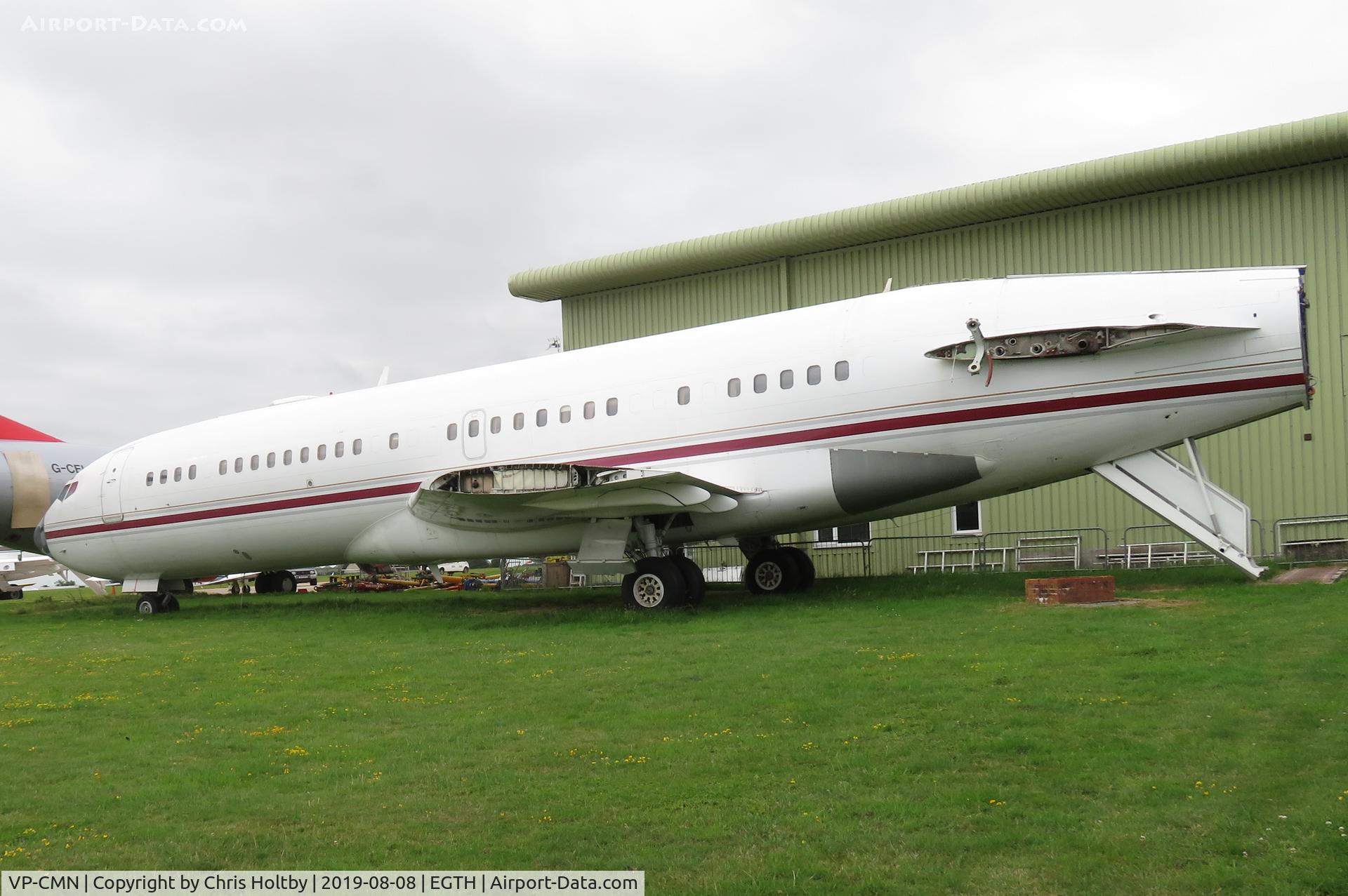 VP-CMN, 1967 Boeing 727-46 C/N 19282, 1967 Boeing 727 being stripped for parts at Kemble. Tail section, engines & wings gone but it survives (sort of).