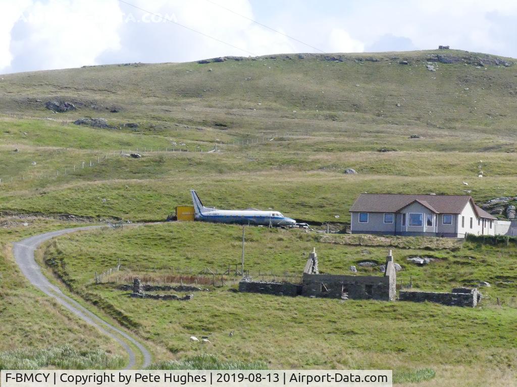 F-BMCY, Potez 840 C/N 02, Potez 840 F-BMCY made a wheels-up landing at Sumburgh, Shetland, in 1981.  After years at Sumburgh the fuselage was rescued and is now at North Roe, Shetland, in a garden - a really rare survivor!