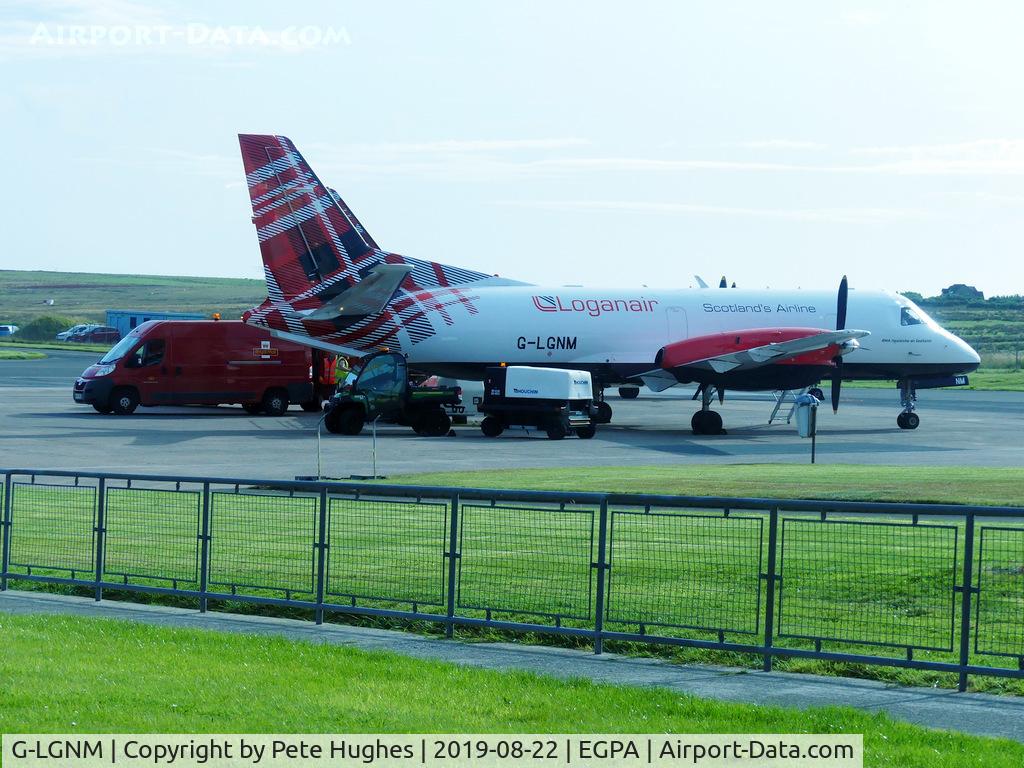 G-LGNM, 1990 Saab SF340B C/N 340B-187, G-LGNM Loganair SF340 freighter delivering the mail to Orkney, Kirkwall airport