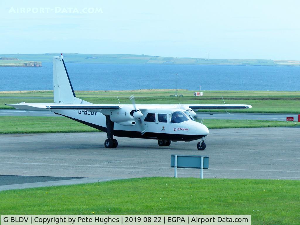 G-BLDV, 1984 Pilatus Britten-Norman BN-2B-26 Islander C/N 2179, G-BLDV Loganair Islander departing the terminal at Kirkwall for a hop around the Orkney islands