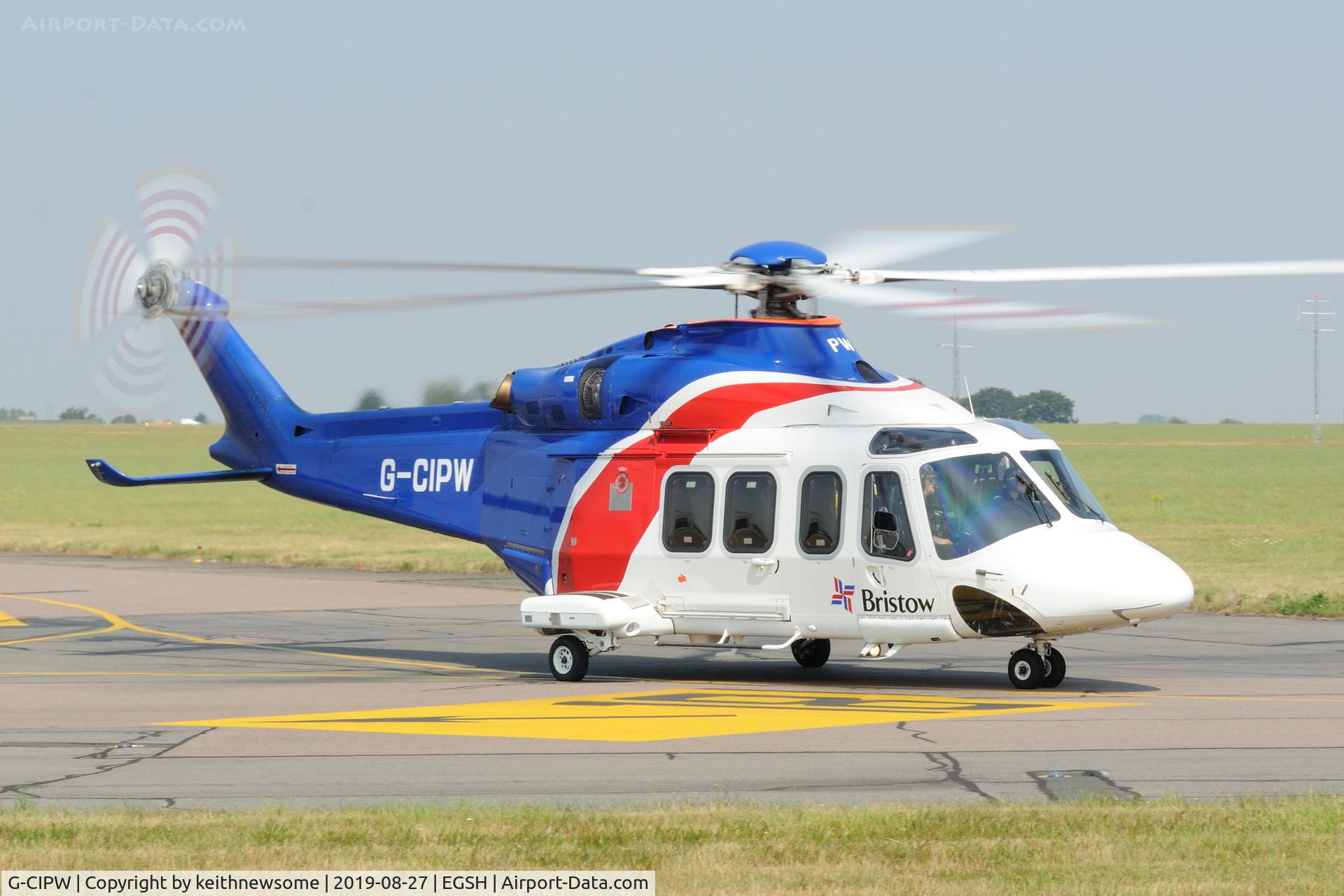 G-CIPW, 2013 AgustaWestland AW-139 C/N 41344, Arriving at Norwich from offshore.