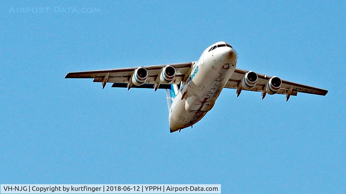 VH-NJG, 1990 British Aerospace BAe.146-200 C/N E2170, BAe 146-200. Cobham VH-NJG R21 YPPH 120618.